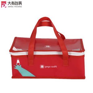 Promotional Red Personalized Logo Laminated PP Non Woven Insulated Lunch Pizza Cooler Bag