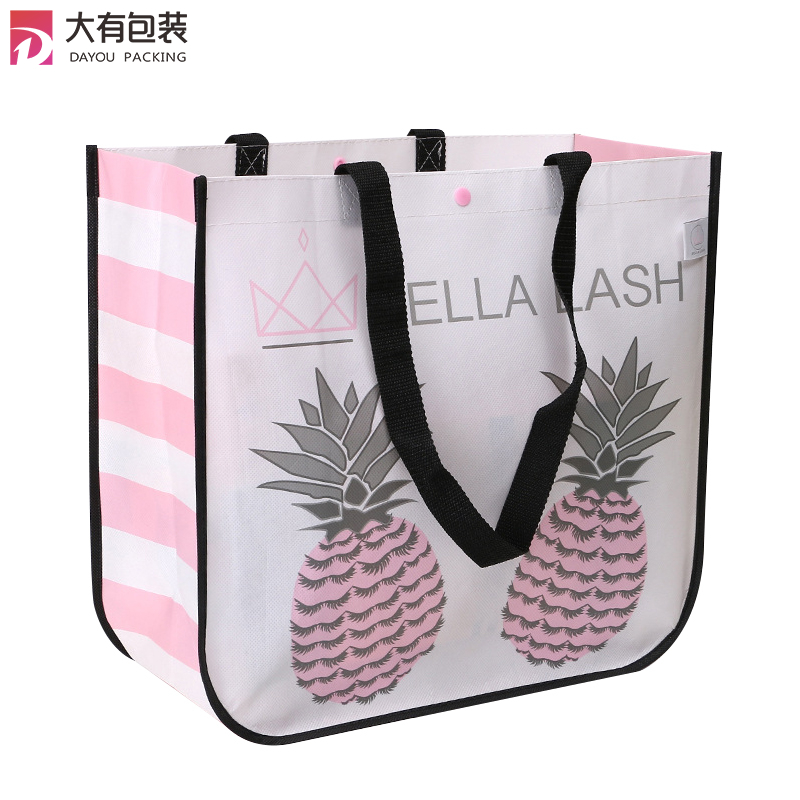Custom OEM Top Quality Promotion Gift Laminated PP Non Woven Lululemon Shopping Bag With Button