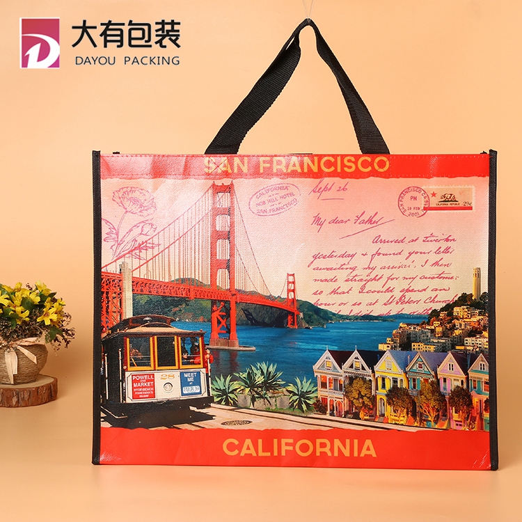 High Quality Big Capacity Travel Recycled Full Color Printing PP Laminated Non Woven Shopping Bag