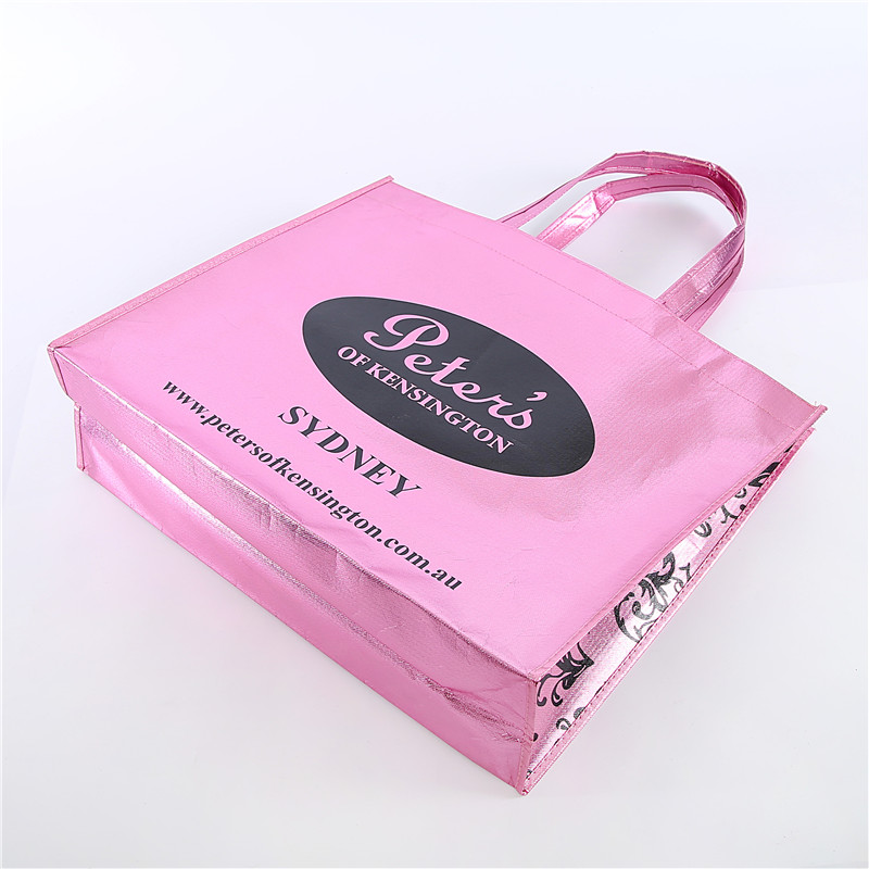 Pink Laser Glossy Laminated Tote Silver Bag