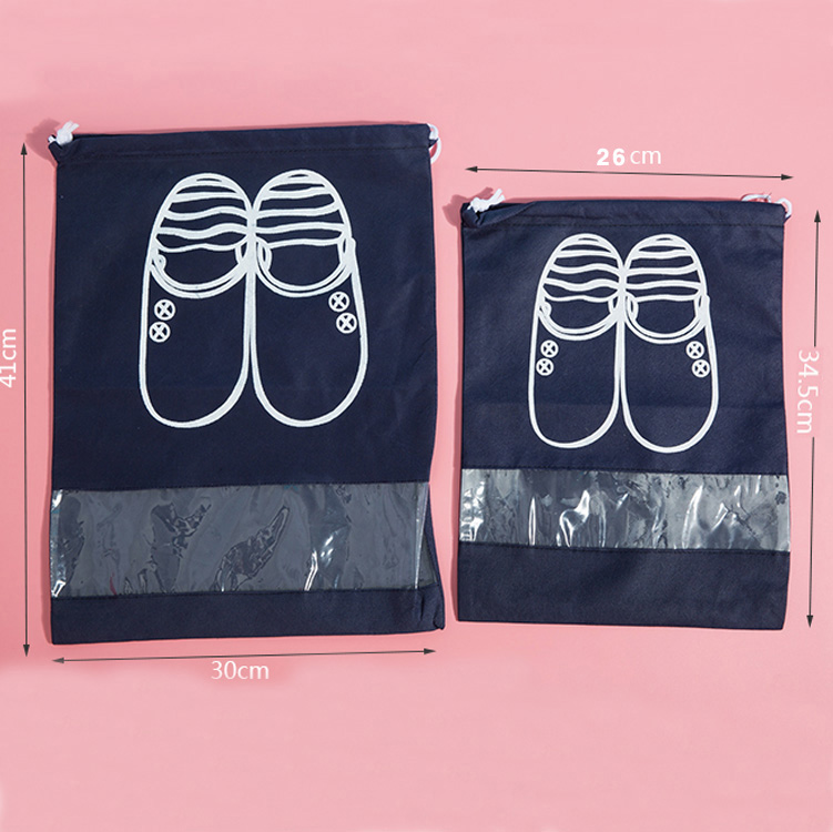 Non Woven Drawstring Shoe Bag with PVC Window