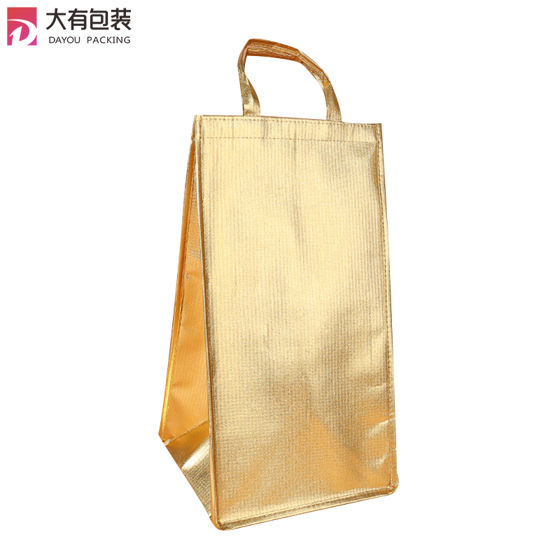 Metallic Gold Foils Laminated Pp Non Woven Fabric Insulated Lunch Cooler Bag