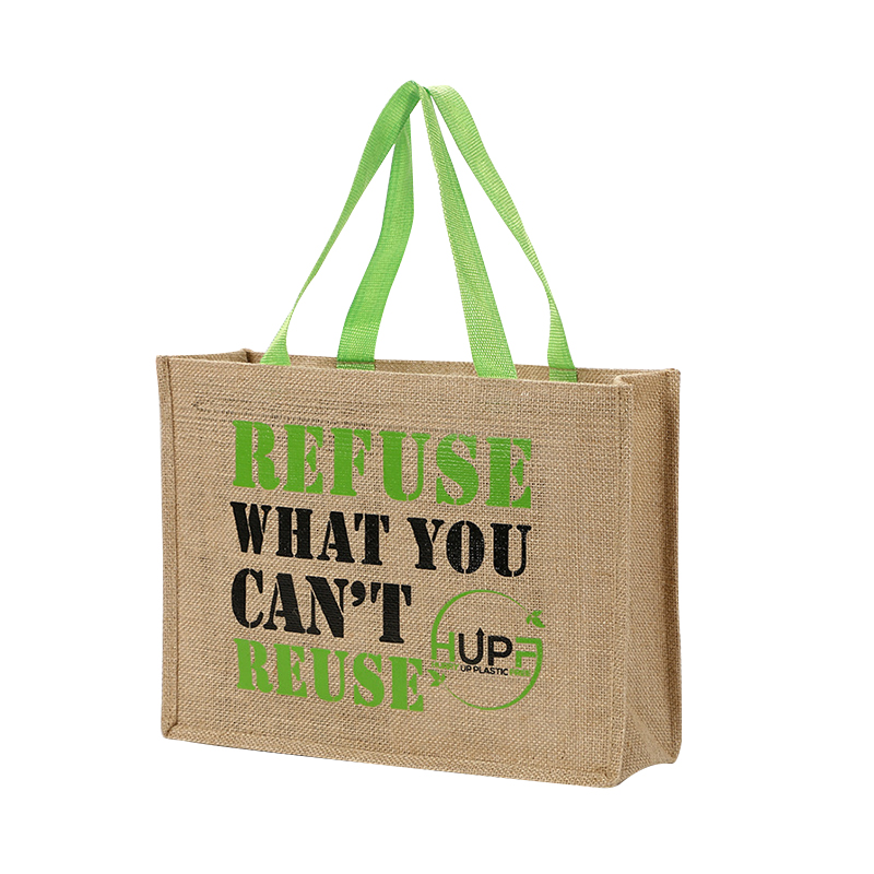 Recycled Jute Shopping Tote Bag with Printed Logo