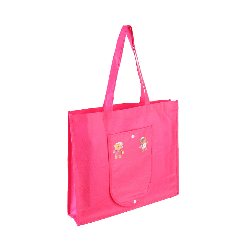 Eco Customized Color Size Green Button Non Woven Promotional Foldable Shopping Bag with Your Logo