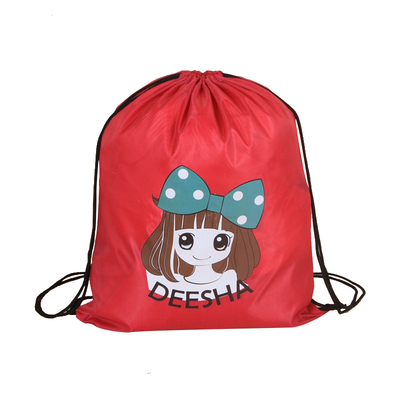 Promotion Nylon Polyester Christmas Drawstring Backpack Gift Bags Small Cute with Logo