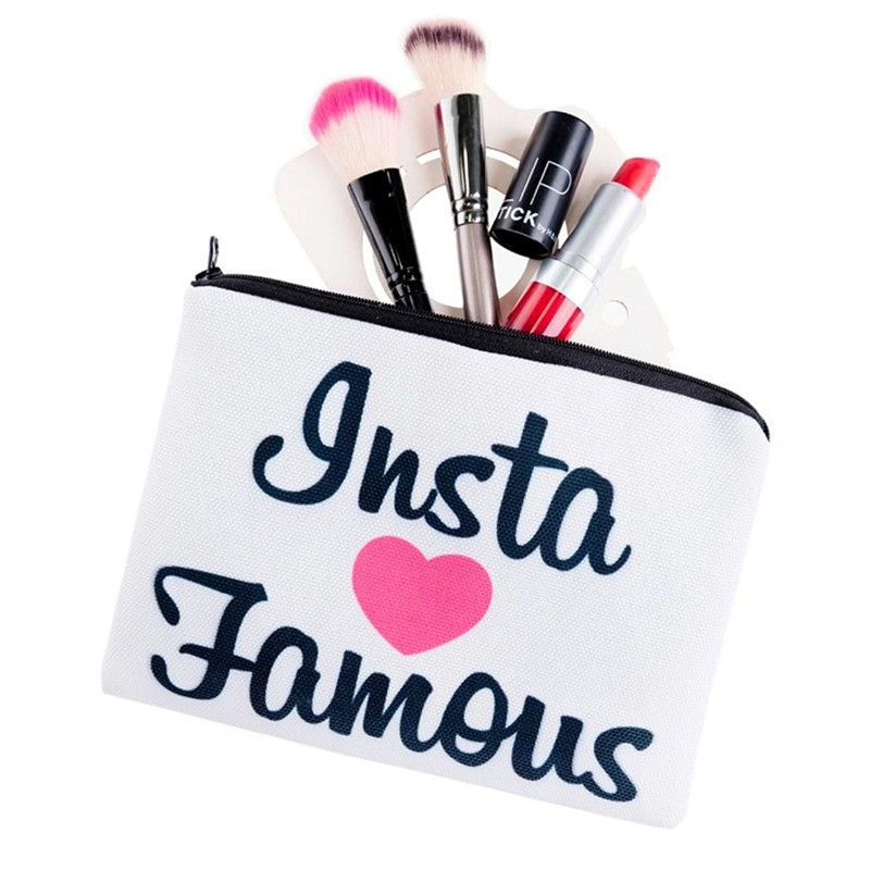 Fashion Make Up Cosmetic Cotton Canvas Zipper Pouch Bag