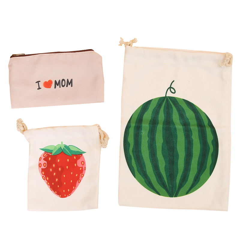 Muslin Calico Canvas Drawstring Bag Custom Logo Small Organic Cotton Drawstring Bags with String