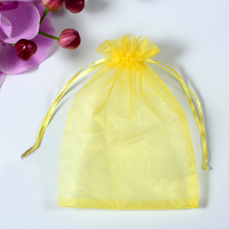 Customized Colorful Tiny Drawstring Christmas Sheer Organza Mesh Jewelry Gift Pouch Bag with Ribbon