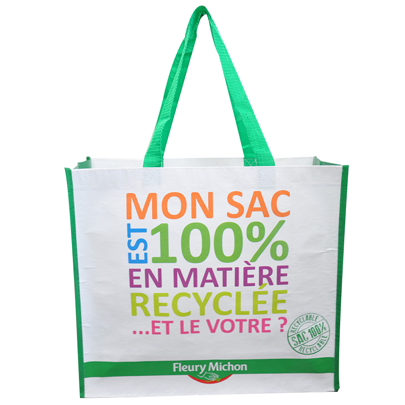 China Reusable Fashion Design PMS Color Or CMYK Color Laminated Recycled PET Shopping Bag