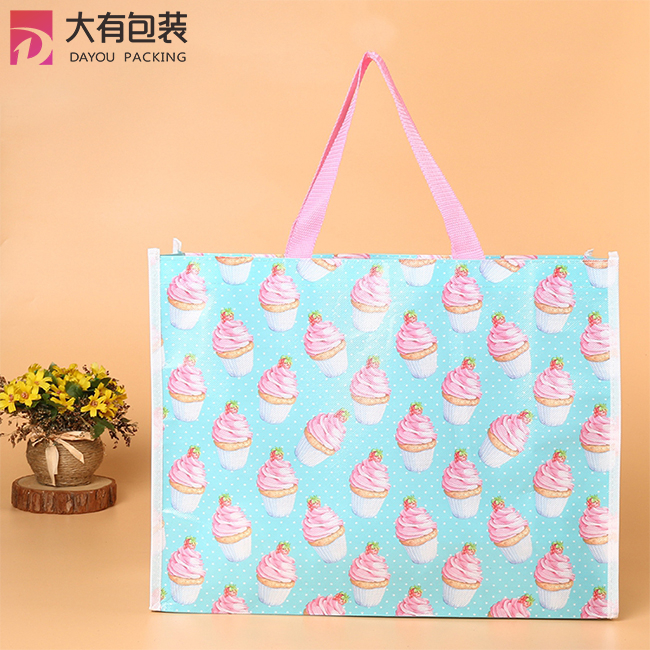 Ice cream shop personalized design promotional waterproof laminated pp non woven shopping carry bags 