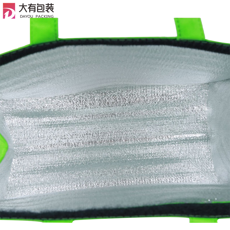 Eco-friendly Green Insulated Cheap Long Handle Box Cooler Recycled Lunch Bag