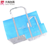 Custom Metallic Silver Lamination Reusable Shopping Non Woven Tote Bags with Long Handle And Button