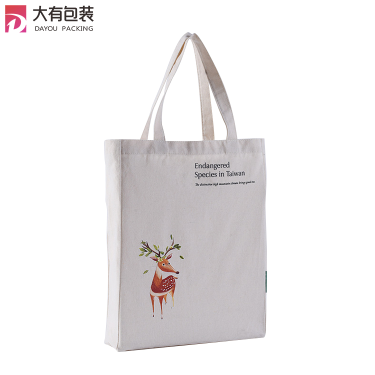 Customize Print Company Logo Standard Size Canvas Tote Bag with Gusset 