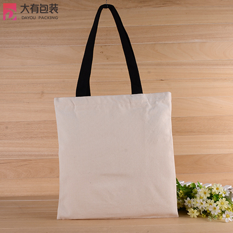 Durable Canvas Reusable Portable Supermarket Shopping Bag Handbags With Solid Pattern