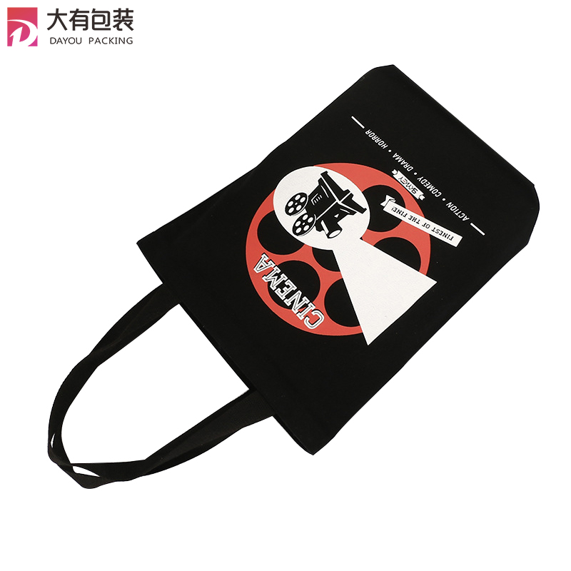 Wholesale Personalised Promotional Cheap Reusable Black Shopping Canvas Cotton Bags