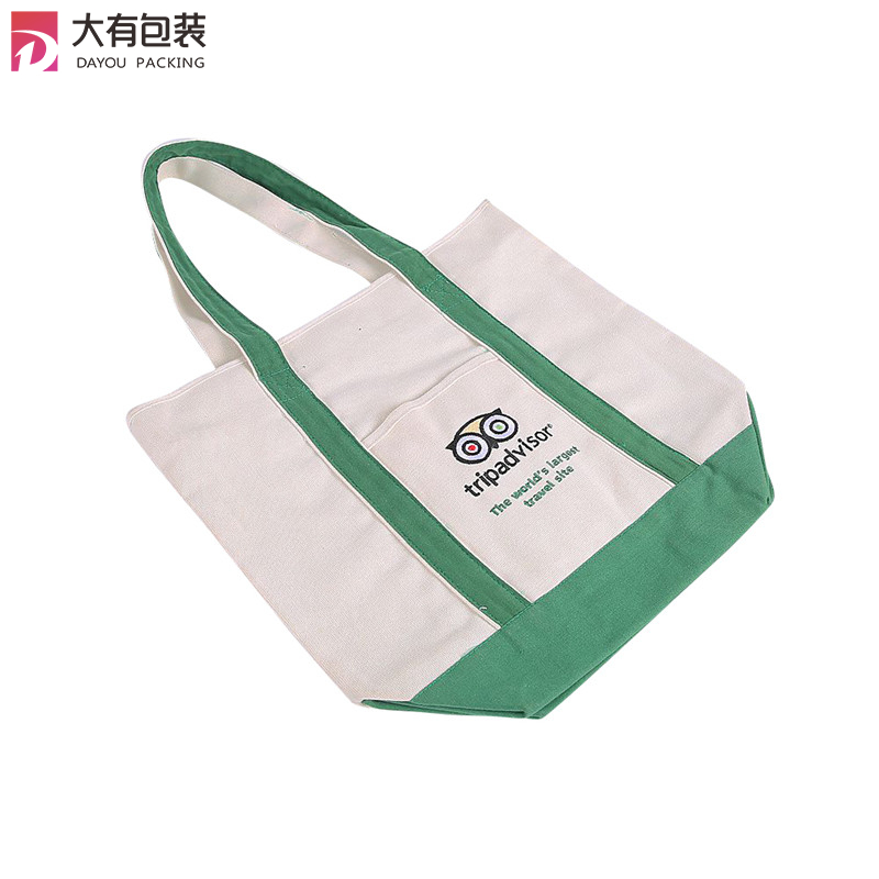 OEM Acceptable Custom Durable Natural Canvas Zipper Tote Bag With Pockets